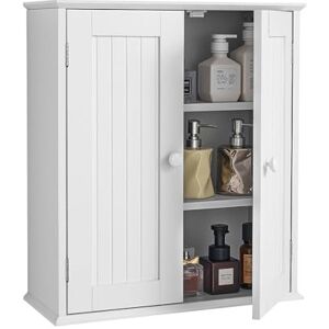 VEVOR Bathroom Wall Cabinet, 2 Doors and Adjustable Shelf, Over the Toilet Storage Medicine Cabinet Wall Mounted, Space Saving Hanging Organizer with Shelves for Laundry Room Kitchen Restroom, White VEVOR Bathroom Wall Cabinet, 2 Doors and Adjustable Shelf, Over the Toilet Storage Medicine Cabinet Wall Mounted, Space Saving Hanging Organizer with Shelves for Laundry Room Kitchen Restroom, White