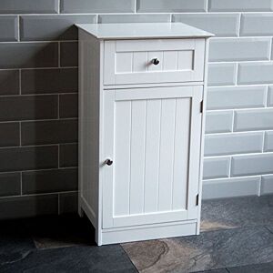 Bath Vida Priano Bathroom Cupboard 1 Door 1 Drawer Floor Standing Cabinet Drawer Unit Storage, White Bath Vida Priano Bathroom Cupboard 1 Door 1 Drawer Floor Standing Cabinet Drawer Unit Storage, White
