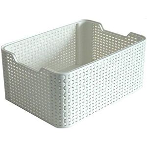 CURVER Style Rattan Effect Kitchen, Living room, Bathroom, Bedroom, Utility Small Rectangular Storage Basket 6 Litres White CURVER Style Rattan Effect Kitchen, Living room, Bathroom, Bedroom, Utility Small Rectangular Storage Basket 6 Litres White