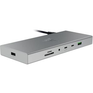 Razer USB 4 Dock High-Speed Dock for Gaming and Productivity 14-Port Design Dual Display Support, Device Charging (3x USB-C, 5x USB-A, HDMI, DisplayPort, Gigabit Ethernet, 3.5mm Audio) Mercury Razer USB 4 Dock High-Speed Dock for Gaming and Productivity 14-Port Design Dual Display Support, Device Charging (3x USB-C, 5x USB-A, HDMI, DisplayPort, Gigabit Ethernet, 3.5mm Audio) Mercury