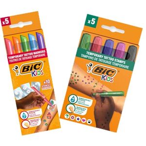 BIC Kids Temporary Tattoo Kit: Markers, Stencils and Stamps with Dermatologically Tested Fragrance-Free Ink Pack of 5 Markers + 10 Stencils + 5 Stamps BIC Kids Temporary Tattoo Kit: Markers, Stencils and Stamps with Dermatologically Tested Fragrance-Free Ink Pack of 5 Markers + 10 Stencils + 5 Stamps