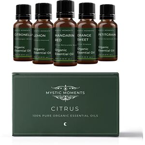 Mystic Moments Citrus Organic Essential Oil Gift Starter Pack 5x10ml Citronella, Lemon, Mandarin Red, Orange Sweet, Petitgrain Perfect as a Gift Mystic Moments Citrus Organic Essential Oil Gift Starter Pack 5x10ml Citronella, Lemon, Mandarin Red, Orange Sweet, Petitgrain Perfect as a Gift