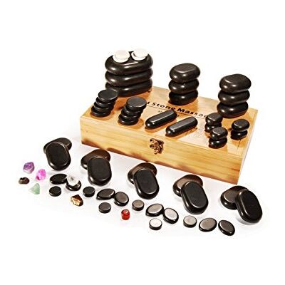 Master Massage - Hot Stone Set - 60 pcs - Bamboo Box Master Massage - Hot Stone Set - 60 pcs - Bamboo Box