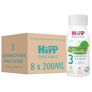 HiPP Organic 3 Growing up Baby Milk Ready to feed liquid formula, From 12th months 200ml (Pack of 8) HiPP Organic 3 Growing up Baby Milk Ready to feed liquid formula, From 12th months 200ml (Pack of 8)