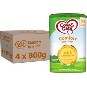 Cow & Gate Comfort Baby Milk Powder Formula, from Birth, 800 g (Pack of 4) Cow & Gate Comfort Baby Milk Powder Formula, from Birth, 800 g (Pack of 4)