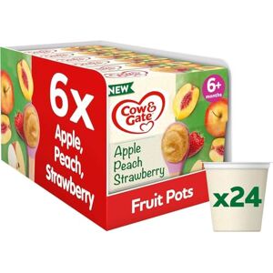 Cow & Gate Baby Food Apple Peach & Strawberry Baby, Toddler and Kids Snacks Fruit Pot Multipack 6+ Months 4x100g (24 Pots) Cow & Gate Baby Food Apple Peach & Strawberry Baby, Toddler and Kids Snacks Fruit Pot Multipack 6+ Months 4x100g (24 Pots)