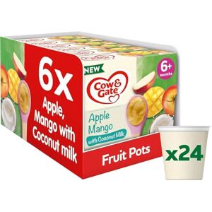 Cow & Gate Baby Food Apple & Mango with Coconut Milk Baby, Toddler and Kids Snacks Fruit Pot Multipack 6+ Months 4x95g (24 Pots) Cow & Gate Baby Food Apple & Mango with Coconut Milk Baby, Toddler and Kids Snacks Fruit Pot Multipack 6+ Months 4x95g (24 Pots)