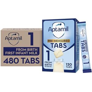Aptamil 1 First Baby Milk Formula Pre-Measured Tabs, From Birth, 120 Tabs (Pack of 4) 1 tab = 1 scoop (23g) Aptamil 1 First Baby Milk Formula Pre-Measured Tabs, From Birth, 120 Tabs (Pack of 4) 1 tab = 1 scoop (23g)