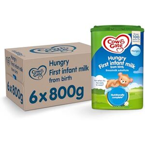 Cow & Gate Hungry Baby Milk Powder Formula, from Birth, 800g (Pack of 6) Cow & Gate Hungry Baby Milk Powder Formula, from Birth, 800g (Pack of 6)