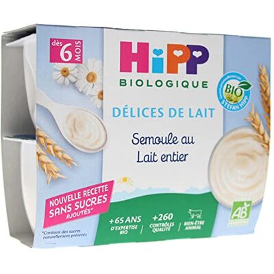 HiPP Delights of Semolina Milk with Vanilla from 6 Months Organic 4 Cups HiPP Delights of Semolina Milk with Vanilla from 6 Months Organic 4 Cups