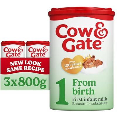 Cow & Gate First Baby Milk Formula, Suitable from Birth, Pack of 3 x 800 g Cow & Gate First Baby Milk Formula, Suitable from Birth, Pack of 3 x 800 g