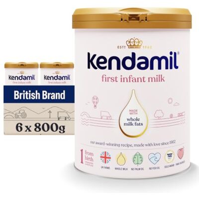 Kendamil (6x800g) Classic First Infant Milk Stage 1 from Birth, Whole Milk Formula, Vegetarian, No Palm Oil, No GMOs and with Omega 3 DHA, Omega 6 ARA and Prebiotics Kendamil (6x800g) Classic First Infant Milk Stage 1 from Birth, Whole Milk Formula, Vegetarian, No Palm Oil, No GMOs and with Omega 3 DHA, Omega 6 ARA and Prebiotics