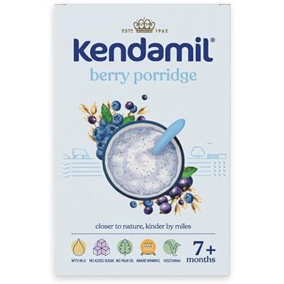 Kendamil Berry Baby Porridge (7+ Months) – Baby Weaning Porridge – Easy Just Add Water Fruit Cereal, Essential Vitamins & Minerals – 7x150g (approx. 35 Servings) Kendamil Berry Baby Porridge (7+ Months) – Baby Weaning Porridge – Easy Just Add Water Fruit Cereal, Essential Vitamins & Minerals – 7x150g (approx. 35 Servings)