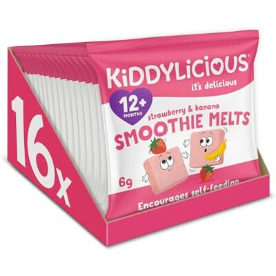 Kiddylicious Strawberry & Banana Smoothie Melts Delicious Snacks for Kids Suitable for 12+ Months 16 Packs Kiddylicious Strawberry & Banana Smoothie Melts Delicious Snacks for Kids Suitable for 12+ Months 16 Packs