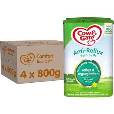 Cow & Gate Anti-Reflux Baby Milk Formula Sutiable From Birth Pack of 4 x 800g Cow & Gate Anti-Reflux Baby Milk Formula Sutiable From Birth Pack of 4 x 800g