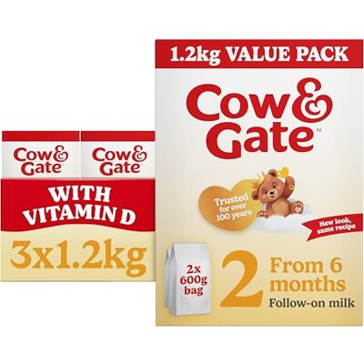 Cow & Gate 2 Follow On Baby Milk Powder Formula, 6-12 Months, 1.2KG Cow & Gate 2 Follow On Baby Milk Powder Formula, 6-12 Months, 1.2KG