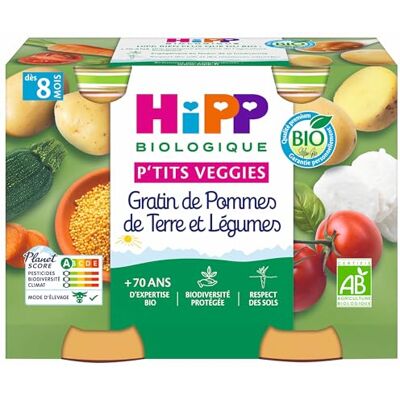 HiPP P'tits Veggies Potatoes and Vegetable Gratin from 8 Months Organic 2 Pots HiPP P'tits Veggies Potatoes and Vegetable Gratin from 8 Months Organic 2 Pots