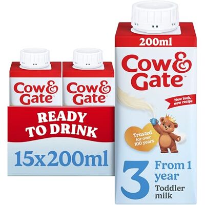 Cow & Gate 3 Toddler Baby Milk Liquid Formula, 1-3 Years, 15x200ml Ready to feed toddler baby milk formula liquid Cow & Gate 3 Toddler Baby Milk Liquid Formula, 1-3 Years, 15x200ml Ready to feed toddler baby milk formula liquid
