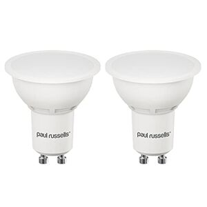 paul russells GU10 LED Bulbs – Pack of 2-50W Spotlight Equivalent, 4.9W 400lm Lumens Energy Saving Light Bulbs, 100° Wide Beam - 6500K Daylight Frosted - Non-Dimmable Lamps