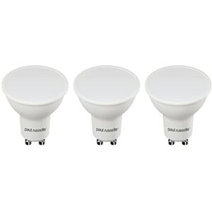 paul russells GU10 LED Bulbs – Pack of 3-45W Spotlight Equivalent, 7W 600lm Energy Saving Light Bulbs, 100° Wide Beam - 4000K Cool White Frosted - Non-Dimmable Lamps