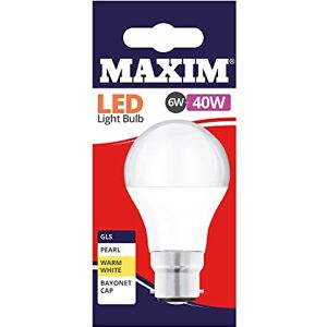 Maxim LED GLS Bayonet Cap (Warm White) 6watt (40watt) (Pack 10), 40MLGBCWW5X10 Maxim LED GLS Bayonet Cap (Warm White) 6watt (40watt) (Pack 10), 40MLGBCWW5X10