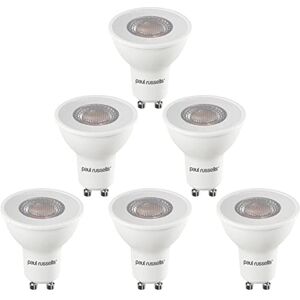 paul russells GU10 LED Bulbs – Pack of 6-75W Spotlight Equivalent, 7W 560lm Energy Saving Light Bulbs, 36° Wide Beam - 2700K Warm White Frosted - Non-Dimmable Lamps