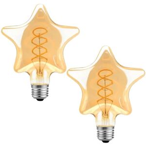 LEDSone LED Vintage E27 LED Bulb, 4W(40W Equivalent) Star Shape Screw LED Spiral Filament Non-Dimmable, Warm White 2700K Amber Glass 450lmn Edison Bulb, Retro Fancy Decorative CRI>90 220V, Pack of 2 LEDSone LED Vintage E27 LED Bulb, 4W(40W Equivalent) Star Shape Screw LED Spiral Filament Non-Dimmable, Warm White 2700K Amber Glass 450lmn Edison Bulb, Retro Fancy Decorative CRI>90 220V, Pack of 2