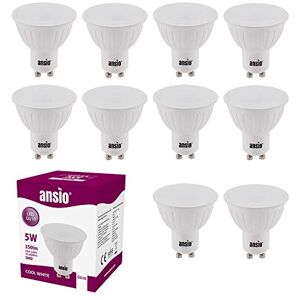 ANSIO GU10 LED Bulbs Cool White,6000k,5W, 35W Halogen Spotlight Bulb Equivalent, Non-dimmable, 350 Lumen, 120° Beam Angle, LED Bulbs Pack of 10 ANSIO GU10 LED Bulbs Cool White,6000k,5W, 35W Halogen Spotlight Bulb Equivalent, Non-dimmable, 350 Lumen, 120° Beam Angle, LED Bulbs Pack of 10