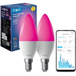 Tapo L430C(2-Pack) Smart Bulb, Alexa Light Bulbs, E14, LED Light Bulb, 470 Max Lumens, Dimmable, Colour Changing Light Bulb, Auto Biorhythm,Music Sync,Voice/APP Control,Schedule & Timer Tapo L430C(2-Pack) Smart Bulb, Alexa Light Bulbs, E14, LED Light Bulb, 470 Max Lumens, Dimmable, Colour Changing Light Bulb, Auto Biorhythm,Music Sync,Voice/APP Control,Schedule & Timer