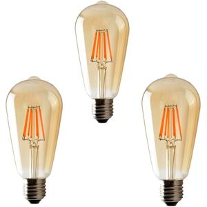 LEDSone 3‑Pack LED Edison Bulb ST64, 4W E27 2700K Warm White, Vintage Amber Glass, Dimmable LED Filament, Antique Retro Style Light, 240V, 40W Equivalent for Pendant, Café, Bar, Home Décor LEDSone 3‑Pack LED Edison Bulb ST64, 4W E27 2700K Warm White, Vintage Amber Glass, Dimmable LED Filament, Antique Retro Style Light, 240V, 40W Equivalent for Pendant, Café, Bar, Home Décor