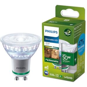 Philips LED Light Bulb Classic, UltraEfficient, 50W, 485Lm, B35, GU10 2700K, Frosted Glass, dimmable, Cool White Philips LED Light Bulb Classic, UltraEfficient, 50W, 485Lm, B35, GU10 2700K, Frosted Glass, dimmable, Cool White