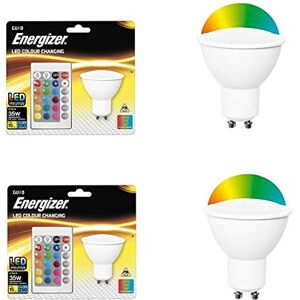 Energizer Colour Changing GU10 LED RGB+W with Remote Control (2 Pack)