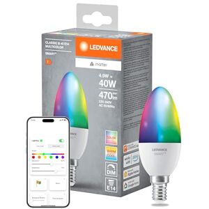 LEDVANCE Smart+ Matter LED lamp, Compatible with Google, Alexa, Apple, White Frosted Look, 4.9W, 470lm, E14 Base, Color Light, White Light, app or Voice Control, Life of up to 20,000 Hours LEDVANCE Smart+ Matter LED lamp, Compatible with Google, Alexa, Apple, White Frosted Look, 4.9W, 470lm, E14 Base, Color Light, White Light, app or Voice Control, Life of up to 20,000 Hours
