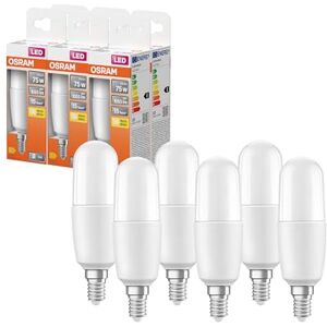 OSRAM LED lamp with E14 base, warm white (2700K), stick shape, 10W, replacement for 75W bulb, frosted, LED STAR STICK , 6-pack OSRAM LED lamp with E14 base, warm white (2700K), stick shape, 10W, replacement for 75W bulb, frosted, LED STAR STICK , 6-pack