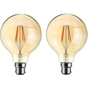 DC VOLTAGE Bayonet Vintage LED Bulb, Edison G95 4W B22 LED Filament Dimmable, Warm White 2700K Amber Glass 450lumens Retro Style Old Fashioned Bulb, 90% Energy Saving 220V Pack of 2 DC VOLTAGE Bayonet Vintage LED Bulb, Edison G95 4W B22 LED Filament Dimmable, Warm White 2700K Amber Glass 450lumens Retro Style Old Fashioned Bulb, 90% Energy Saving 220V Pack of 2
