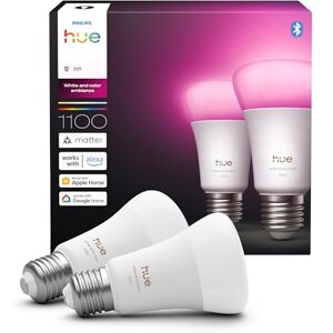 Philips Smart LED A60 Bulb, White and Color Ambiance, E27 Base, 8.1W, Full Spectrum Light 1000K-20000K, 1100 Lumens, Dimmable, Works with Alexa, Google Assistant, and Apple Home, 2 Pack Philips Smart LED A60 Bulb, White and Color Ambiance, E27 Base, 8.1W, Full Spectrum Light 1000K-20000K, 1100 Lumens, Dimmable, Works with Alexa, Google Assistant, and Apple Home, 2 Pack