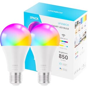UPXNBOR E27 Smart Bulb, Alexa Light Bulb A19, WiFi Smart Light Bulb 9W, 16 Million Colours, Dimmable RGB, Works with Alexa & Google Assistant, Schedule & Timer, Energy Saving, 2.4GHz Only, 2 Pack UPXNBOR E27 Smart Bulb, Alexa Light Bulb A19, WiFi Smart Light Bulb 9W, 16 Million Colours, Dimmable RGB, Works with Alexa & Google Assistant, Schedule & Timer, Energy Saving, 2.4GHz Only, 2 Pack