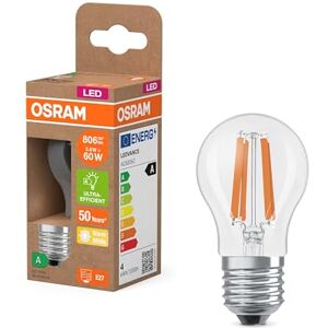OSRAM Energy Class LED Lamp in Klassischer Miniballform, 3.8 W/806 lm, EEK A, warmweißes Licht (2700 K), CRI 80, aus klarfarbenem bleifreiem Glas, E27 Sockel, IP20, 45 mm DM,6-Pack OSRAM Energy Class LED Lamp in Klassischer Miniballform, 3.8 W/806 lm, EEK A, warmweißes Licht (2700 K), CRI 80, aus klarfarbenem bleifreiem Glas, E27 Sockel, IP20, 45 mm DM,6-Pack