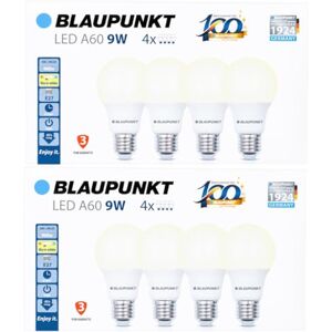 Blaupunkt LED Bulb Classic A60 LED lamp, E27 Base Screw, 9W, Replaces 80W Incandescent, Warm White 2700K, Yellow Light, Non-dimmable, 900 Lumen, Indoor Outdoor, 8 Pieces (Pack of 8) Blaupunkt LED Bulb Classic A60 LED lamp, E27 Base Screw, 9W, Replaces 80W Incandescent, Warm White 2700K, Yellow Light, Non-dimmable, 900 Lumen, Indoor Outdoor, 8 Pieces (Pack of 8)