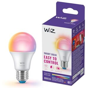 WiZ Smart LED A60 Bulb, Full Color and Tunable White, E27 Base, 60W Equivalent, 2200-6500K, 806 Lumens, Dimmable, Works with Alexa, Google Assistant, and Apple Home, 1 Pack WiZ Smart LED A60 Bulb, Full Color and Tunable White, E27 Base, 60W Equivalent, 2200-6500K, 806 Lumens, Dimmable, Works with Alexa, Google Assistant, and Apple Home, 1 Pack