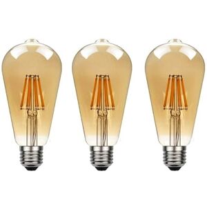LEDSone 3 Pcs Vintage LED Light Bulb E27 Edison Screw Bulb 8W Retro Amber Glass Lamp 2200K Warm White dimmable Antique Style Energy Saving LED ST64 Filament Lamp 220V LEDSone 3 Pcs Vintage LED Light Bulb E27 Edison Screw Bulb 8W Retro Amber Glass Lamp 2200K Warm White dimmable Antique Style Energy Saving LED ST64 Filament Lamp 220V