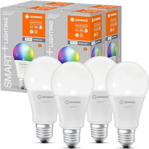 LEDVANCE Smart+ WiFi LED lamp, Frosted Look, 9.5W, 1055lm, Classic Bulb Shape with E27 Base, Color Light and White Light, app or Voice Control, Life of up to 20,000HR, Pack of 4 LEDVANCE Smart+ WiFi LED lamp, Frosted Look, 9.5W, 1055lm, Classic Bulb Shape with E27 Base, Color Light and White Light, app or Voice Control, Life of up to 20,000HR, Pack of 4
