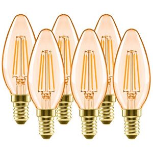 LVWIT E14 Vintage LED Filament Candle Bulbs, 4W C35 Candle Glass Antique,Soft Warm White 2500K Retro Candle Light Bulb,40W Equivalent,410Lm,Non-Dimmable(Pack of 6) LVWIT E14 Vintage LED Filament Candle Bulbs, 4W C35 Candle Glass Antique,Soft Warm White 2500K Retro Candle Light Bulb,40W Equivalent,410Lm,Non-Dimmable(Pack of 6)