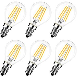 LVWIT 4W E14 G45 Small Edison Screw LED Filament Bulb, 6 Pack, Non-dimmable, 470Lm, Warm White 2700K, LED Vintage Glass Mini Globe Bulb, 80Ra 40W Incandescent LVWIT 4W E14 G45 Small Edison Screw LED Filament Bulb, 6 Pack, Non-dimmable, 470Lm, Warm White 2700K, LED Vintage Glass Mini Globe Bulb, 80Ra 40W Incandescent