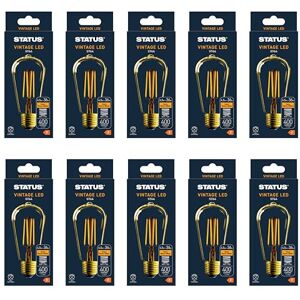 Status 4.5w = 380 lumens Antique ST64 Pear ES Golden LED Filament 1 pk Box in White CDU Status 4.5w = 380 lumens Antique ST64 Pear ES Golden LED Filament 1 pk Box in White CDU