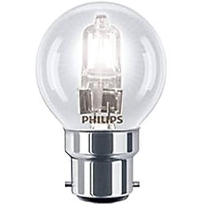 Philips 28 W Halogen EcoClassic B22 Bayonet Cap 230V P45 Golf Ball Pack of 3 Bulbs Philips 28 W Halogen EcoClassic B22 Bayonet Cap 230V P45 Golf Ball Pack of 3 Bulbs