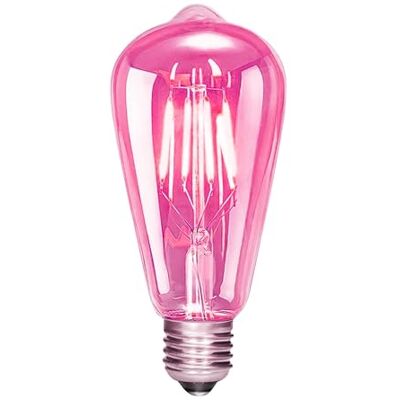 Bravsekai E27 ST64 Pink LED Bulb, 4W Screw Decorative Filament Bulb, 40W Equivalent, Non-Dimmable, Modern Style, for Bar, Party & Home Ambient Decor, Pack of 1 Bravsekai E27 ST64 Pink LED Bulb, 4W Screw Decorative Filament Bulb, 40W Equivalent, Non-Dimmable, Modern Style, for Bar, Party & Home Ambient Decor, Pack of 1