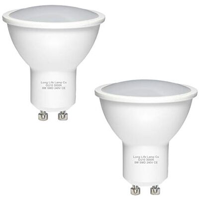 Long Life Lamp Company 2 Pack GU10 5W LED Beautiful Warm White Colour 50w Replacement Long Life Lamp Company 2 Pack GU10 5W LED Beautiful Warm White Colour 50w Replacement