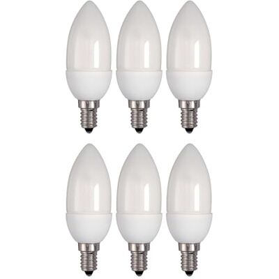 Lampwise Candle Bulb 9W (40W) CFL Opal SES/E14 Warm White 2700K 8,000hr Non-dimmable Lampwise Candle Bulb 9W (40W) CFL Opal SES/E14 Warm White 2700K 8,000hr Non-dimmable