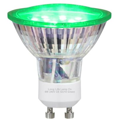 Long Life Lamp Company 4W Green GU10 LED Colour Light Bulb Lamp 240v Long Life Lamp Company 4W Green GU10 LED Colour Light Bulb Lamp 240v